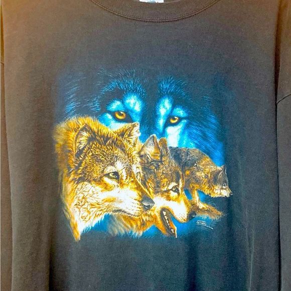 Delta Other - Delta Stephen Gardner Find 9 Wolves Wolf Print Mens XL Long Sleeve T-Shirt Black
